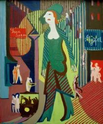 Femme traversant la rue de nuit; Femme de nuit