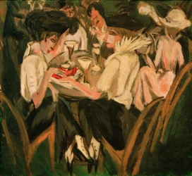 Dans le jardin du café