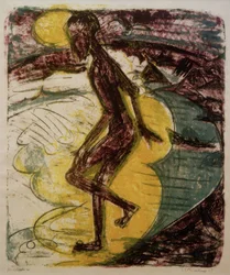 Homme entrant dans la mer