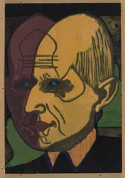 Tête du Dr Bauer, gravure sur bois en couleurs II