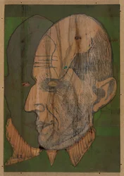 Tête du Dr Bauer, gravure sur bois en couleurs I