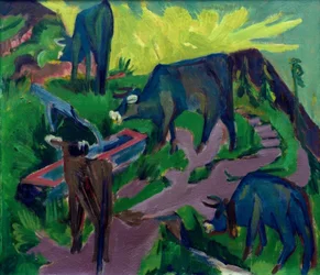 Vaches au coucher du soleil