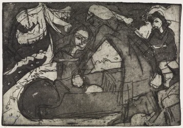 Jeune fille avec deux enfants/Enfants avec une brouette