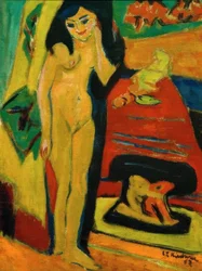 Fille nue derrière un rideau (Fränzi)