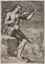 Homme nu jouant du violon