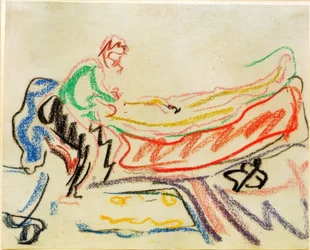 Couple sur canapé (Erich Heckel et modèle)