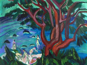 Arbre rouge à la plage, 1913