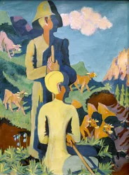 Bergers le soir. 1937. (huile sur toile)