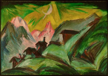 Stafelalp au clair de lune, chalets d