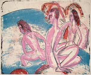 Trois baigneuses près des pierres