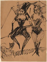 Deux danseurs avec un chat