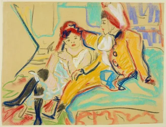 Deux jeunes filles sur un divan