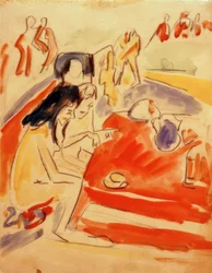 Deux filles assises à une table