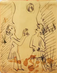 Deux filles jouant à la balle