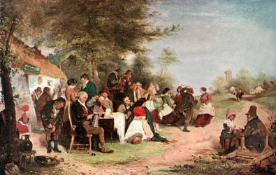 Une fête irlandaise (lithographie couleur)