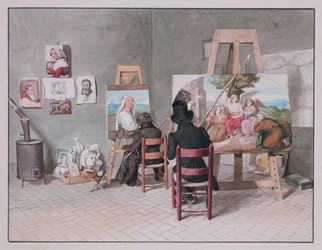 Bernhard Neher et Erwin Speckter dans leur studio à Rome, par Erwin Speckter