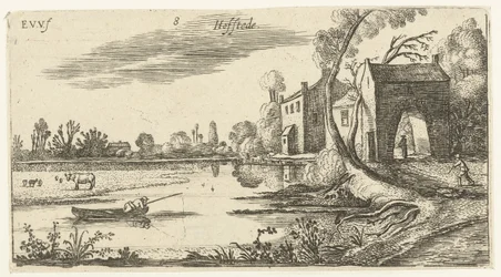 Paysage avec une rivière et un portail (Landschappen)