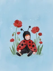Bébé coccinelle endormie