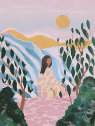 Une femme dans un paysage serein