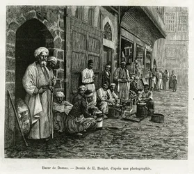 Bazar de Damas. Gravure de E. Ronjat, pour illustrer l
