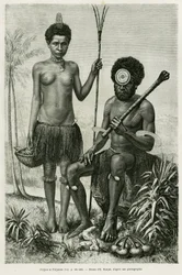 Couple fidjien. Gravure pour illustrer l
