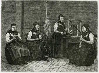 Épandages de Sondernach, description des différentes étapes du filage (illustration de À travers l