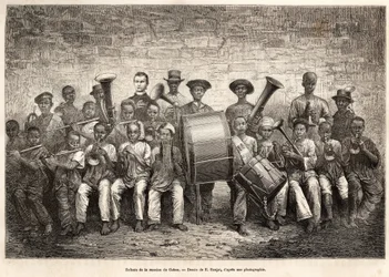 La bande des enfants de la mission du Gabon. Gravure d
