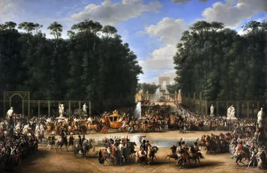 Le cortège nuptial de Napoléon Ier et Marie-Louise traversant le Jardin des Tuileries le 2 avril