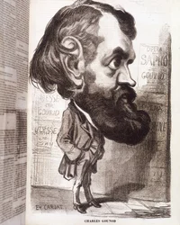 Caricature du compositeur Charles Gounod (1818-1893) par Étienne Carjat, au 19e siècle.
