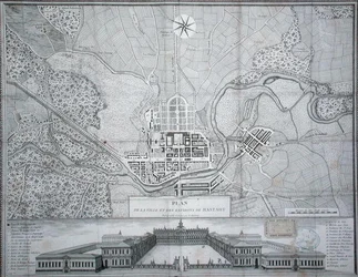 Carte de la ville de Rastadt, ses environs et le Schloss (gravure)