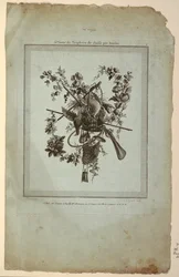 Trophée avec des instruments de chasse, Planche 1 de "Suite de trophées de chasse," Suite VI