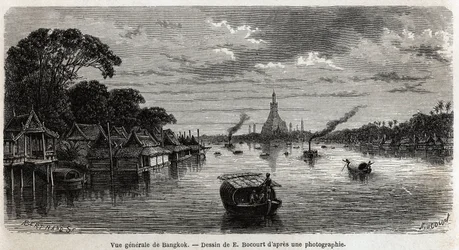 Vue générale de Bangkok (Thaïlande), dessin d