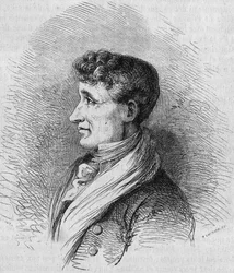 Portrait de Joseph Joubert (1754-1824), écrivain français. Gravure par Bocour dans "Le Magasin pittoresque"
