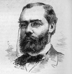 Portrait de Maurice Rouvier (1842-1911), avocat, banquier, journaliste et homme politique français. Gravure par Bocour dans « Le Monde Illustré » n°1287 du 26 novembre