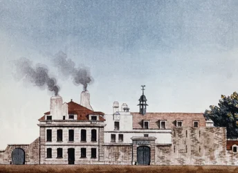 Hôpital Necker en 1818 - vignette gravée par J.E. Thierry, Archives de l