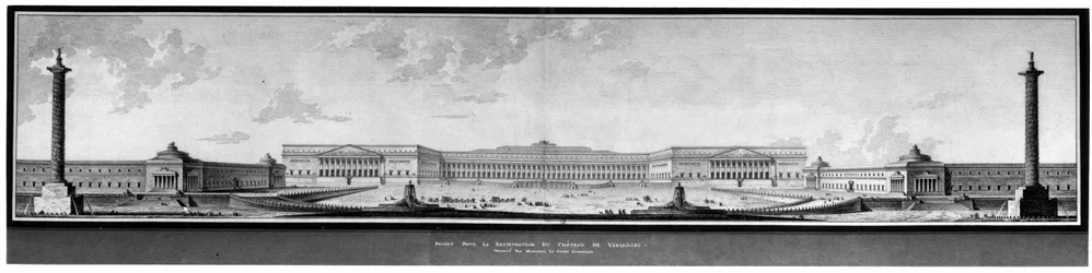 Projet de rénovation du château de Versailles, élévation et perspective - E. L. Boullée