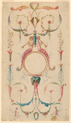 Dessin, décoration de panneau, vers 1780