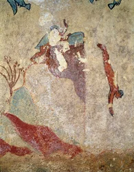 Un plongeur. (détail de fresque, 520-510 av. J.-C.)