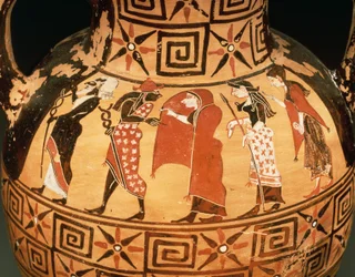 Amphore à figures noires représentant le Jugement de Pâris