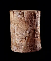 Civilisation étrusque : ciborium en ivoire de la tombe de Pania à Chiusi, Italie - 7e siècle av. J.-C.
