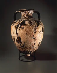 Poterie à figures rouges, amphore pointue par le peintre de Pérouse