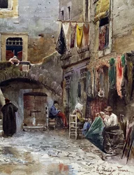 Vestiges médiévaux dans le ghetto de Rome, par Ettore Roesler Franz, série Rome disparue, Détail, Italie