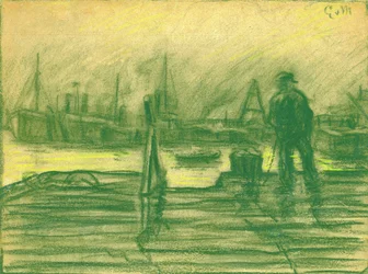 Au port par un jour de brouillard