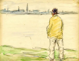 Homme regardant les quais d