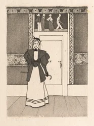 Intérieur avec jeune femme en costume de marche, 1895