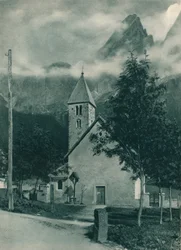 Chapelle et groupe Pala, San Martino di Castrozza, Dolomites, Italie, 1927