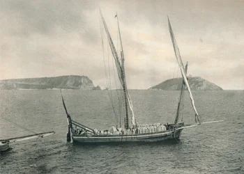 Voilier dans le port de Naples, Italie, 1927