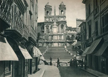 Escalier Espagnol et église de la Trinité-des-Monts, Rome, Italie, 1927