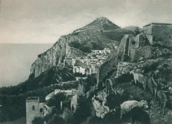 Vue de la mer avec Monte Solaro, Capri, Italie, 1927