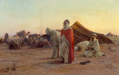 Tente dans le désert La prière. Détail. Peinture par Eugène Alexis Girardet (1853-1907) 19e siècle Bayonne, musée Bonnat